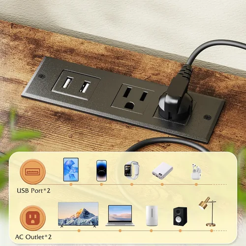Miniatura 7 de EnHomee Soporte de TV para televisor de 50 pulgadas, centro de entretenimiento con luces LED y tomas de corriente, cómoda de 5 cajones