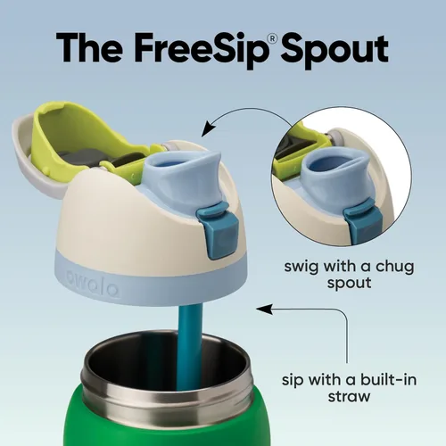 Miniatura 2 de Owala FreeSip - Botella de agua aislada de acero inoxidable con popote, botella de agua deportiva sin BPA, ideal para viajes, 32 onzas, verde putting