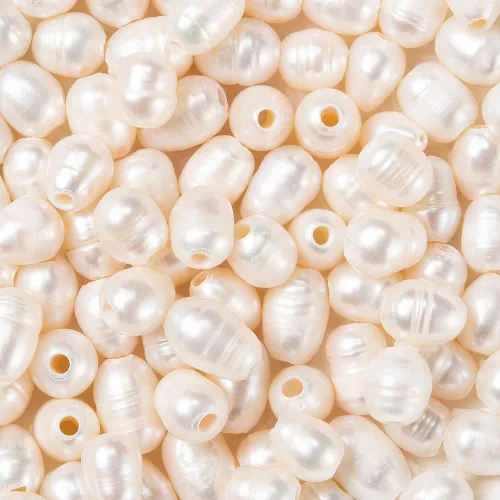 Miniatura 8 de Kissitty 100 cuentas de perlas naturales de color concha ovalada cultivada de agua dulce perlas sueltas de 0.27 a 0.394 pulgadas para hacer
