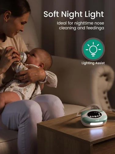 Miniatura 3 de GROWNSY Succión nasal eléctrica para bebé, aspirador nasal de grado hospitalario con luz nocturna, canciones de cuna calmantes, succionador nasal