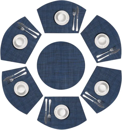 Miniatura 11 de SHACOS Juego de 5 manteles individuales pequeños en forma de cuña con centro de mesa, resistentes al calor, lavables (5, beige)
