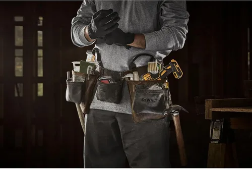 Miniatura 5 de DEWALT Cinturón de herramientas de cuero, duradero, cinturón profesional de 11 bolsillos (DWST550112)
