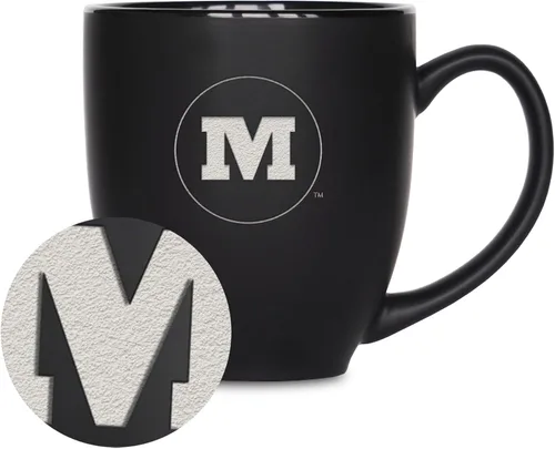 Miniatura 189 de Rico Industries - Taza de cerámica mate negra con grabado láser estándar de 15oz para NCAA (escuelas T & U) - Para bebidas calientes o frías