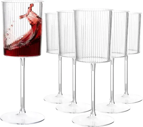 Miniatura 11 de Ciaell Paquete de 6 copas de vino de plástico azules de 10 onzas con tallo – Copas de vino desechables para fiestas, bodas, piscina, aire libre