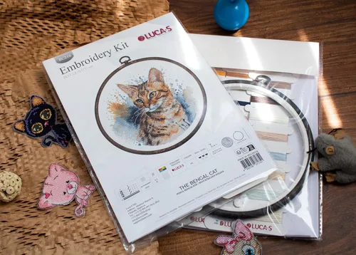 Miniatura 3 de Luca-S Kit de punto de cruz con aro, el gato de Bengala, kit de punto de cruz para adultos, BC210, kit de embroydery