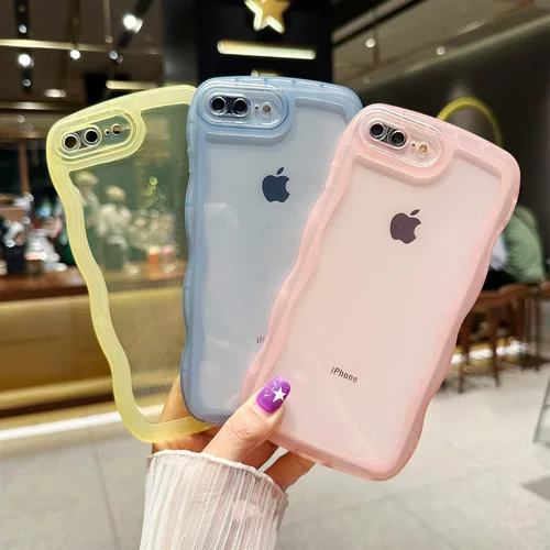 Miniatura 6 de SKYLMW Compatible con iPhone 7 Plus/8 Plus de 5.5", linda funda protectora de silicona suave con forma de onda rizada de estilo Kawaii para mujeres