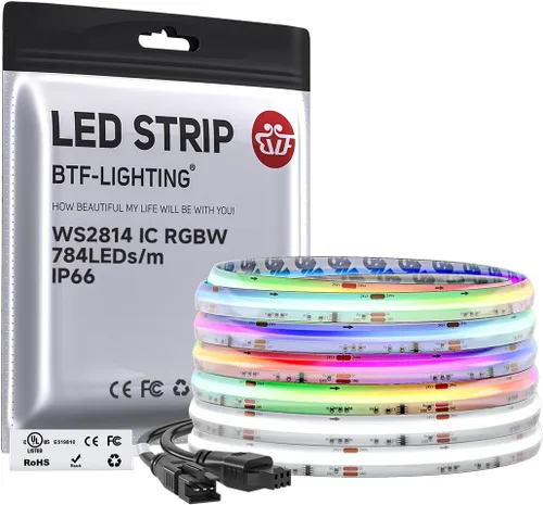 Miniatura 20 de BTF-LIGHTING Tira LED FCOB COB WS2814 IC RGBW 6000K Flexible de Alta Densidad con Efecto de Persecución de Color Uniforme 3m DC24V 896LED/m 16IC/m
