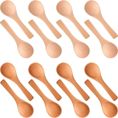 Miniatura 10 de Boao 50 Pzas Cucharas Pequeñas de Madera, 3.5'' L, Mini Cucharas Pequeñas de Madera Natural Cucharaditas Pequeñas para Frascos Azúcar Cremera Miel