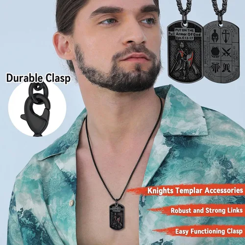 Miniatura 2 de FaithHeart Collar de sello de caballeros templarios, joyería de Cristo compañeros soldados para hombres y mujeres con delicado embalaje de regalo