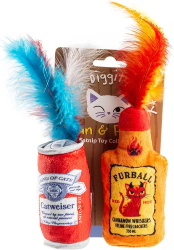 Miniatura 16 de Haute Diggity Kitty Gatos Cinta Azul + Conjunto de Gatito Vaquero, Juguetes de Felpa para Gatos Rellenos de Hierba Gatera con Sonido Crujiente