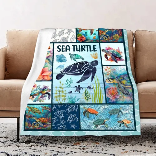 Manta de tortuga marina, regalos para niños, manta de franela suave y cálida para sofá, cama de viaje, 30 x 40 pulgadas para mascotas