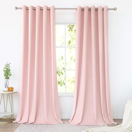 Miniatura 80 de KEQIAOSUOCAI Cortinas rosa bebé de 63 pulgadas para habitación de niñas - Con aislamiento térmico que oscurece la habitación, cortinas de ventana