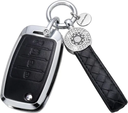 Miniatura 11 de Compatible with Kia Key Fob Cover with Keychain Genuine Leather Crystal Key Protector