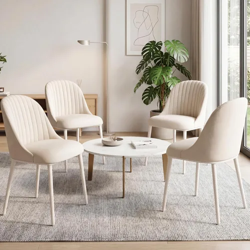 Miniatura 19 de Juego de 2 sillas de comedor, sillas de escritorio modernas, silla decorativa tapizada con respaldo curvado con patas de metal para oficina en casa