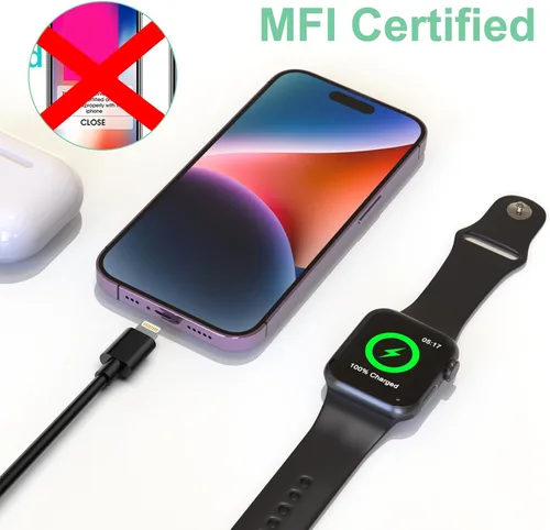Miniatura 5 de Cargador de viaje 6 en 1 USB A+USB C SmartWatch, cable de carga universal múltiple Lightning*2+adaptador de cable tipo C Combo para iWatch Series