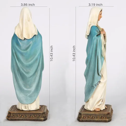 Miniatura 6 de Estatua de María de corazón inmaculado católico de BC, 10 pulgadas de alto, figura de la Virgen María para altar, santa madre con soporte