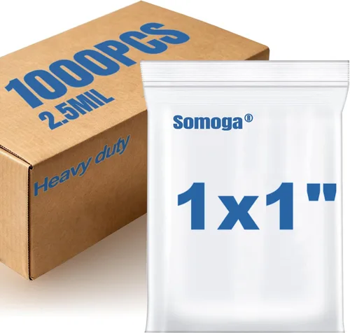 1000 piezas de 2,5 cm x 2,5 cm Bolsas de plástico pequeñas de 2,4 mil Bolsas transparentes con cierre de cremallera resellable gruesas para