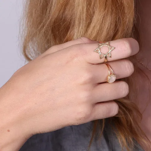 Anillo de la Estrella de David, Anillo Judío Magen David, Anillo de Estrella Judía, Joyería Judía Dorado Plateado