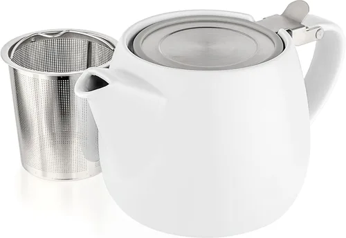 Miniatura 13 de Tealyra - Tetera pequeña de porcelana Pluto gris - 540ml (1-2 tazas) - Acabado único - Tapa de acero inoxidable e infusor extra fino para preparar