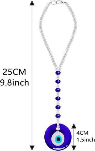 Miniatura 2 de Adorno colgante de auto de mal de ojo, accesorios para mujeres y hombres, adorno colgante de cristal para espejo retrovisor (forma redonda)