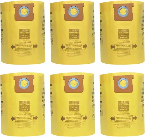 Para Shop Vac 9066200 90662 90672 Bolsas de vacío en seco húmedo tipo F para Shop Vac 10-14 galones VF2005 bolsa de filtro de polvo 6 piezas