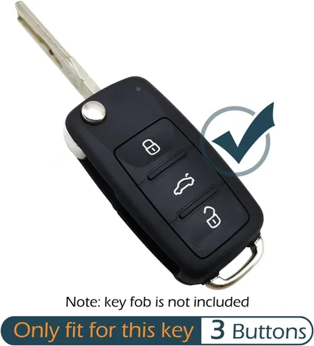 Miniatura 2 de Funda de silicona con tapa para llavero de 3 botones, protector sin llave compatible con Volkswagen Passat CC Tiguan Touareg Eos Eurovan Golf GTI