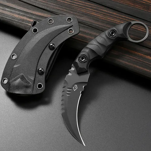 Miniatura 10 de Gtkii GTK691 Cuchillo de hoja fija de acero D2 con mango de fibra de vidrio de nylon y funda de Kydex para camping al aire libre, caza, senderismo
