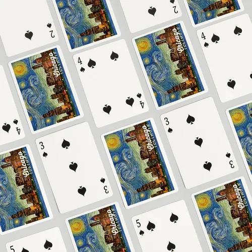 Miniatura 4 de Lantern Press Chicago, Illinois, Noche estrellada (52 cartas de juego, baraja de cartas de tamaño póquer con Jokers)