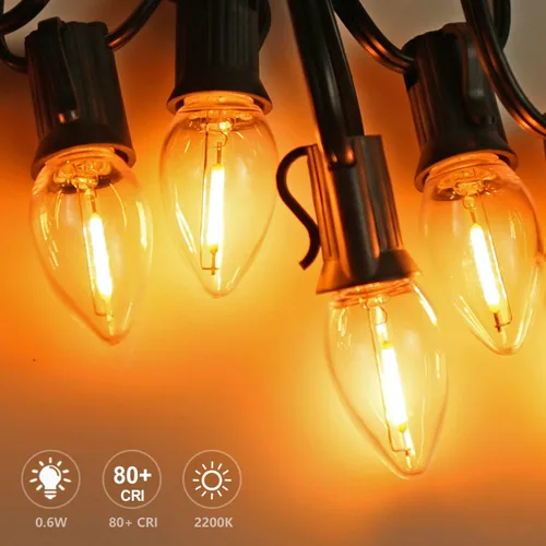 Miniatura 8 de Paquete de 10 bombillas LED de noche, bombillas LED de candelabro C7, base de candelabro E12, 0.6 W equivalente a 7 W, blanco cálido 2200 K, 50 lm