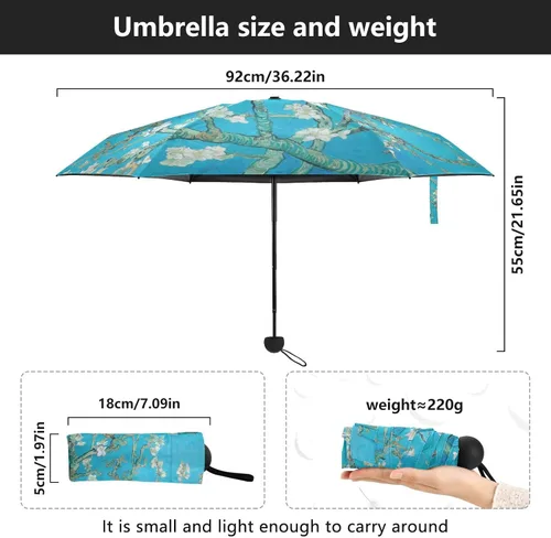 Miniatura 3 de Sombrilla de viaje plegable compacta con protección UV para 99% de protección UV, resistente al viento, a prueba de lluvia, pequeña sombrilla