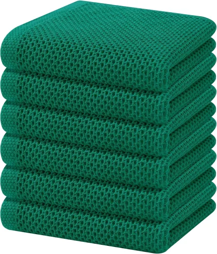 Miniatura 218 de Homaxy Paños de cocina de 100% algodón con tejido de gofre, ultra suaves, absorbentes, de secado rápido, 12 x 12 pulgadas, paquete de 6, amarillo