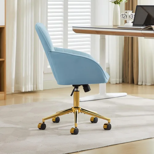 Miniatura 4 de Silla de escritorio de terciopelo para oficina en casa, moderna y bonita silla de trabajo para computadora con respaldo, silla de tocador tapizada