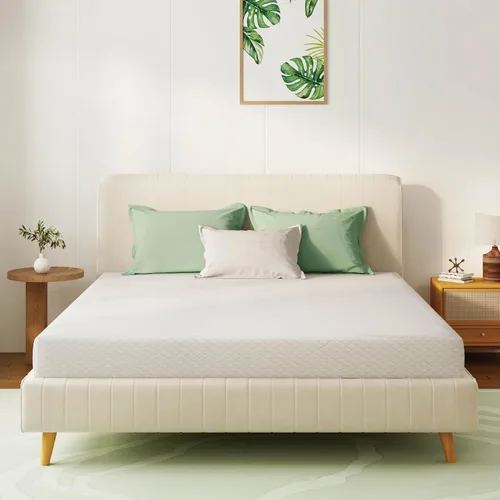 Colchón de espuma viscoelástica de té verde de 5 pulgadas para un sueño fresco y alivio de presión, sin fibra de vidrio, funda extraíble lavable,
