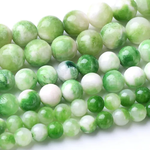 Miniatura 58 de Cuentas Redondas Sueltas de Gemas Naturales, Cuentas de Piedra Energética de Cristal para Hacer Joyas 15" (Jade Hielo, 10MM)