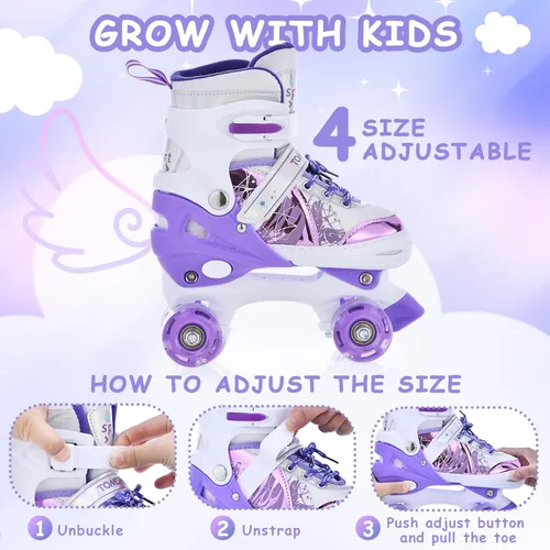 Miniatura 3 de TOMSHOO Patines de ruedas para niños y niñas de 3 a 5, 5 a 8, 6 a 12, 4 tamaños, patines ajustables con ruedas iluminadas, para regalo de cumpleaños