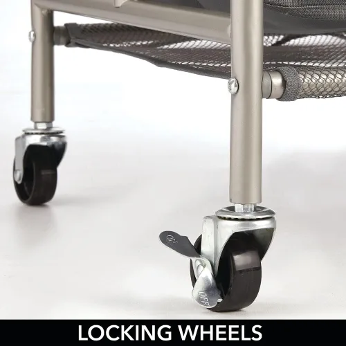Miniatura 4 de mDesign Clasificador de ropa portátil con ruedas y barra para colgar ropa, sistema de carrito de metal resistente con 3 cestas organizadoras