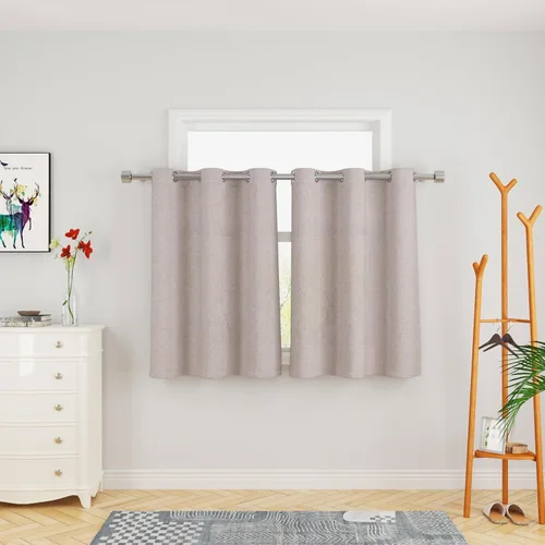 Miniatura 30 de UPOPO Cortinas de niveles de cocina negras de privacidad de lino texturizado de 24 pulgadas de largo, cortinas de café sobre el fregadero, cortinas