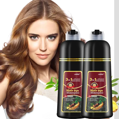 Miniatura 21 de leorx - Paquete de 2 champús de tinte para el cabello negro, 3 en 1, tinte de champú para cobertura de canas, coloración herbaria instantánea