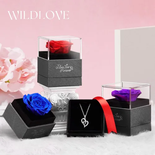 Miniatura 7 de WILDLOVE Preserved Real Rose with Necklace, Mothers Day, Birthday Gifts for Women Mom Wife, Anniversary Romantic Gift for Her Girlfriend