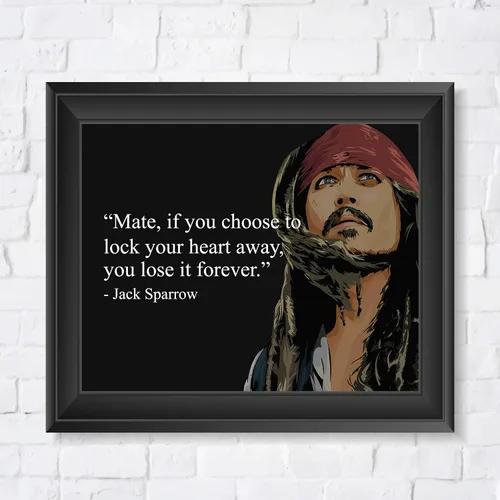 Miniatura 7 de Mate If You Choose To Lock Your Heart Away - Arte de pared con cita de Jack Sparrow, impresión divertida de decoración de pared de piratas