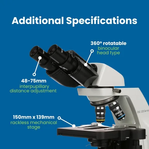 Miniatura 3 de Accu-Scope Microscopio compuesto EXC-120-3 - cabeza binocular, aumento 40-400X, objetivos del acromato, etapa mecánica