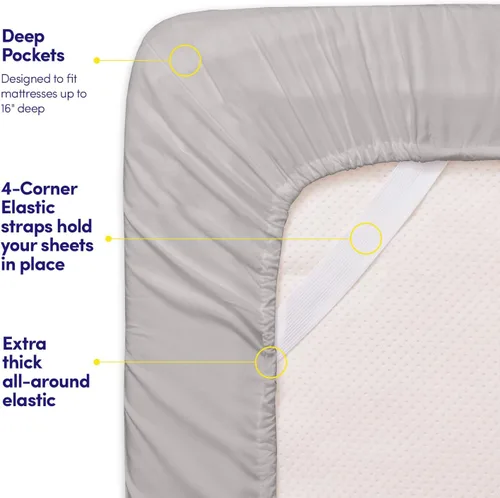 Miniatura 119 de 1500 Supreme Collection - Juego de sábanas y fundas de almohada para colchón, extrasuaves, correas elásticas en las esquinas, sábanas de bolsillo