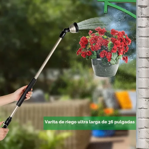 Miniatura 6 de RESTMO Varita de riego de 36” de largo, varita de manguera de jardín de metal con cabezal giratorio de 180° y 10 patrones de pulverización, rociador