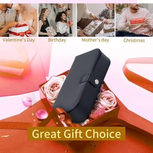 Miniatura 7 de Smileshe Joyero para mujeres y niñas, pequeño estuche organizador de viaje portátil de piel sintética, cajas de almacenamiento para anillos, aretes