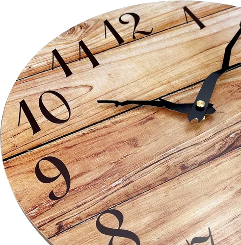 Miniatura 2 de Plumeet Reloj de Pared Pequeño, Relojes de Pared de Madera Sin Marco de 10'', con Movimiento de Cuarzo Silencioso, Relojes Rústicos de Nogal