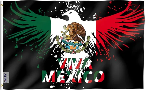 Anley Fly Breeze - Bandera de México Viva de 3 x 5 pies, color vivo y a prueba de decoloración, cabecera de lona y doble costura, banderas