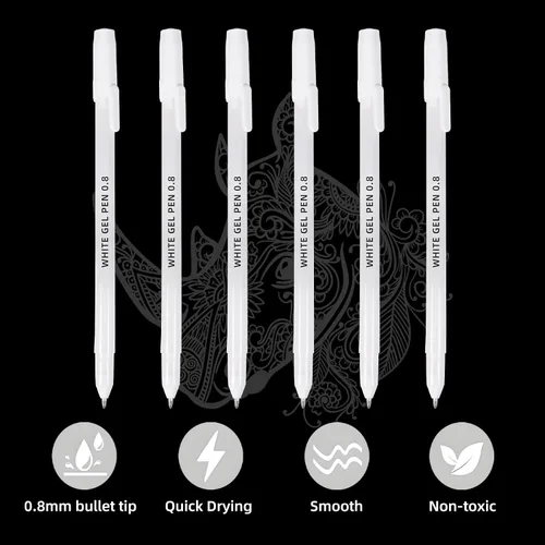 Miniatura 4 de Paquete de 12 bolígrafos de gel blanco, punta extrafina de 0.031 in, bolígrafo de gel de tinta blanca de primera calidad, para papel negro, arte