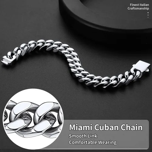 Miniatura 5 de ChainsHouse Pulsera de eslabones cubanos de acero inoxidable para hombre, 0.197in0.276in0.354in0.472in de ancho, 7.5"8.3"9" de largo, negro18K
