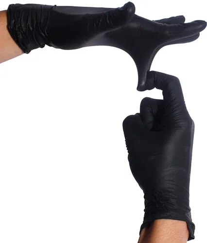 Miniatura 3 de Guantes de nitrilo, sin polvo, negros, extra pequeños, 100 unidades, oscuros