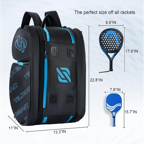 Miniatura 7 de TILDOSAC Bolsa desmontable 2 en 1 para pickleball y pádel para hombres y mujeres Compartimento para raquetas aislado con lámina térmica Para